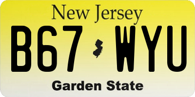 NJ license plate B67WYU
