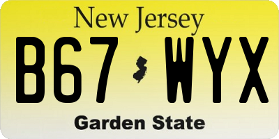 NJ license plate B67WYX