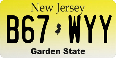 NJ license plate B67WYY