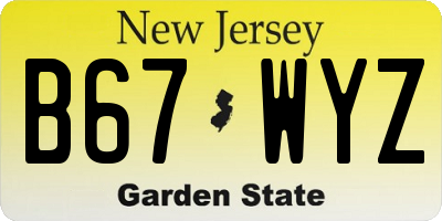 NJ license plate B67WYZ
