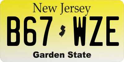 NJ license plate B67WZE