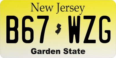 NJ license plate B67WZG