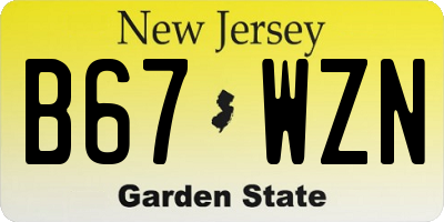 NJ license plate B67WZN