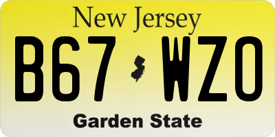 NJ license plate B67WZO