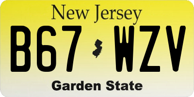 NJ license plate B67WZV