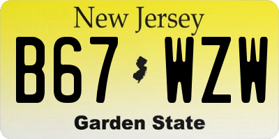 NJ license plate B67WZW