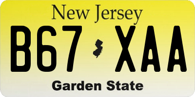 NJ license plate B67XAA