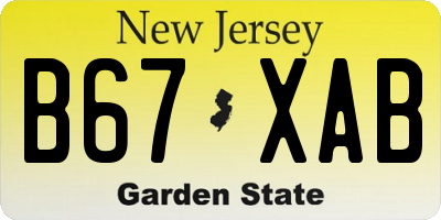NJ license plate B67XAB