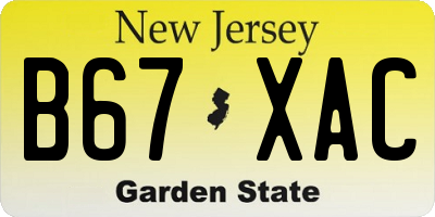 NJ license plate B67XAC