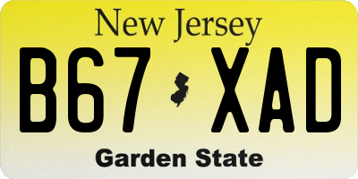 NJ license plate B67XAD