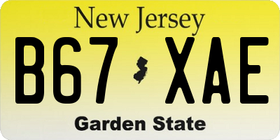NJ license plate B67XAE