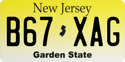 NJ license plate B67XAG