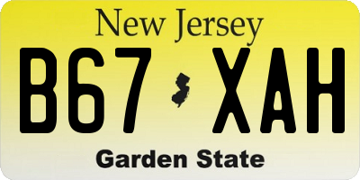 NJ license plate B67XAH