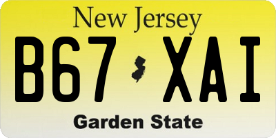 NJ license plate B67XAI