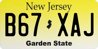 NJ license plate B67XAJ