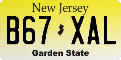 NJ license plate B67XAL