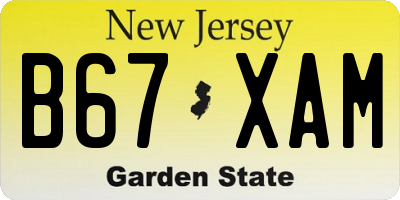 NJ license plate B67XAM