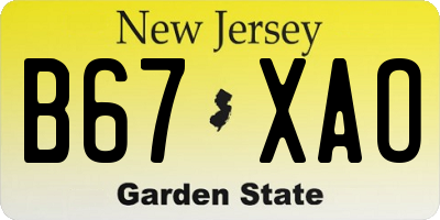 NJ license plate B67XAO