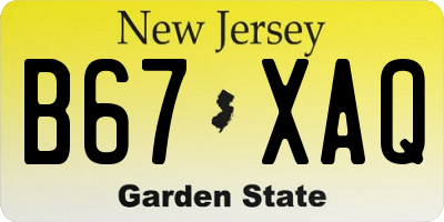 NJ license plate B67XAQ