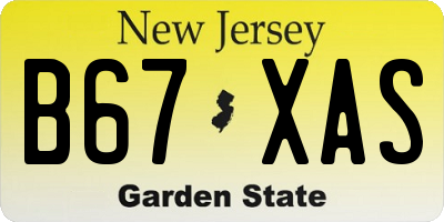 NJ license plate B67XAS