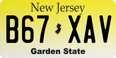 NJ license plate B67XAV