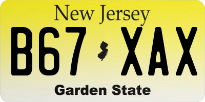 NJ license plate B67XAX