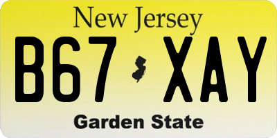 NJ license plate B67XAY