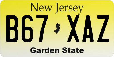 NJ license plate B67XAZ