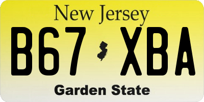 NJ license plate B67XBA