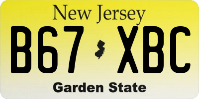 NJ license plate B67XBC
