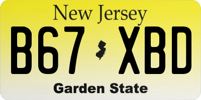 NJ license plate B67XBD