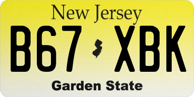 NJ license plate B67XBK