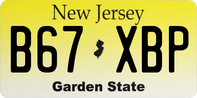 NJ license plate B67XBP