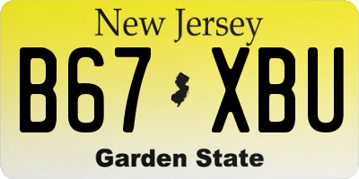 NJ license plate B67XBU