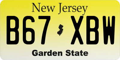 NJ license plate B67XBW