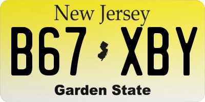 NJ license plate B67XBY