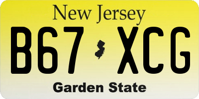 NJ license plate B67XCG