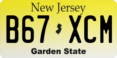 NJ license plate B67XCM