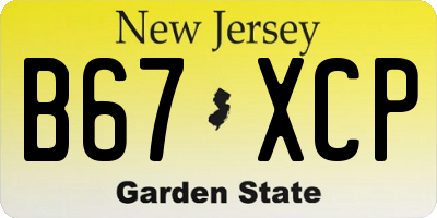 NJ license plate B67XCP