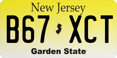 NJ license plate B67XCT