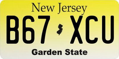 NJ license plate B67XCU