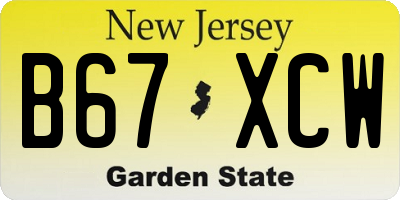 NJ license plate B67XCW