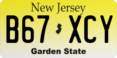 NJ license plate B67XCY