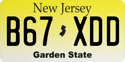 NJ license plate B67XDD