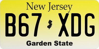NJ license plate B67XDG