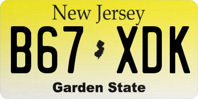 NJ license plate B67XDK