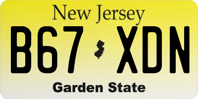 NJ license plate B67XDN