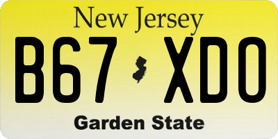 NJ license plate B67XDO