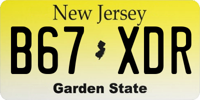 NJ license plate B67XDR