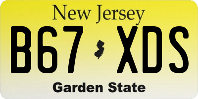 NJ license plate B67XDS